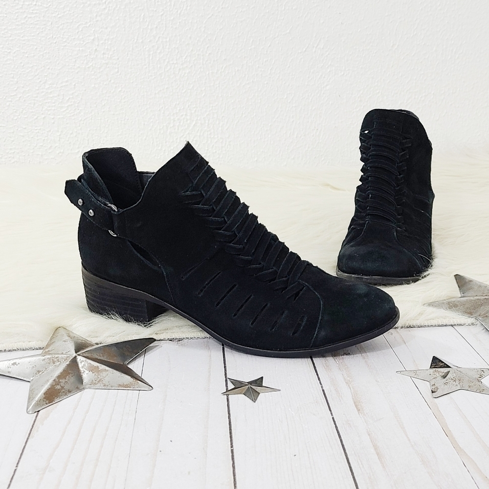 Sam Edelman Pierson woven black suede ankle boots Women's size 7